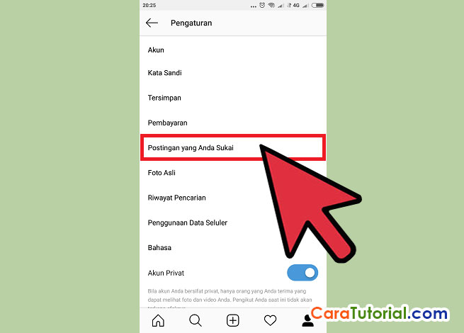 cara melihat fotodan video yang pernah kita like di instagram