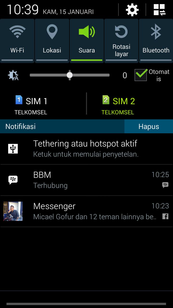 pemberitahuan Modem Usb Terhering aktif android