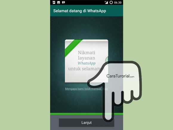 Ketuk Lanjut - Berhasil membuat akun WhatsApp Berhasil membuat akun WhatsApp