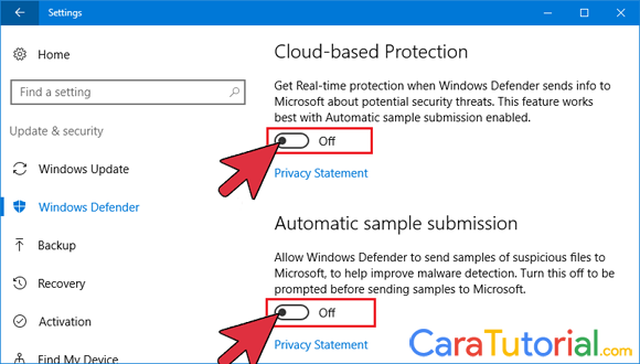 Windows Defender Settings Windows Defender Settings