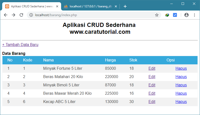 Aplikasi CRUD Sederhana PHP dan MySQL Aplikasi CRUD Sederhana PHP dan MySQL