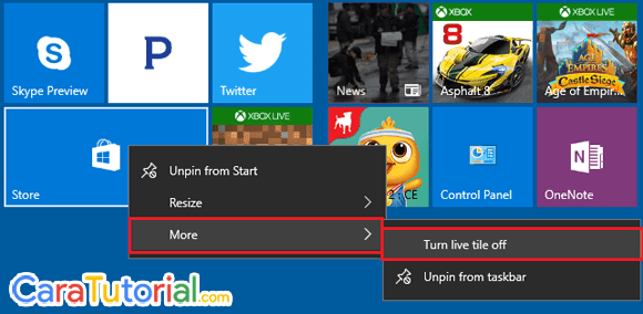 Turn live tile off Windows 10 Turn live tile off Windows 10