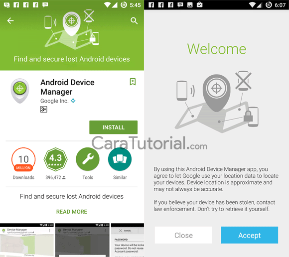 Download Android Device Manager melalui Google Play Store Download Android Device Manager melalui Google Play Store