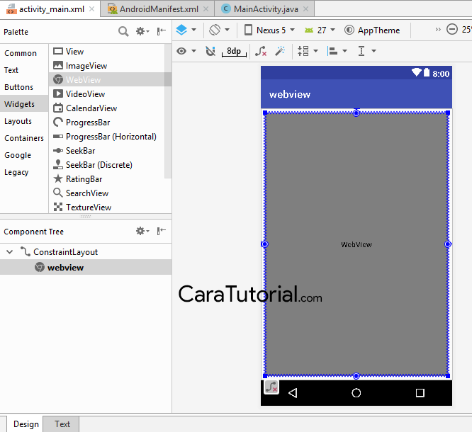 Gambar Design Aplikasi Webview activitymain.xml Gambar Design Aplikasi Webview activitymain.xml