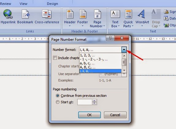 Page Number format Angka romawi Page Number format Angka romawi