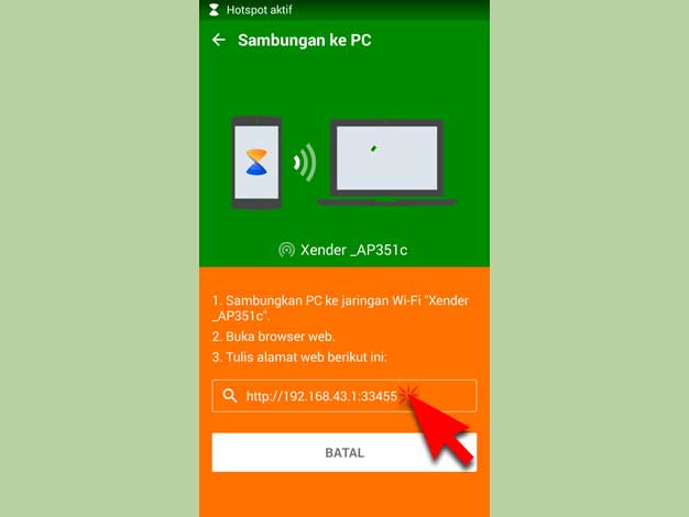 Xender hotspot telah aktif