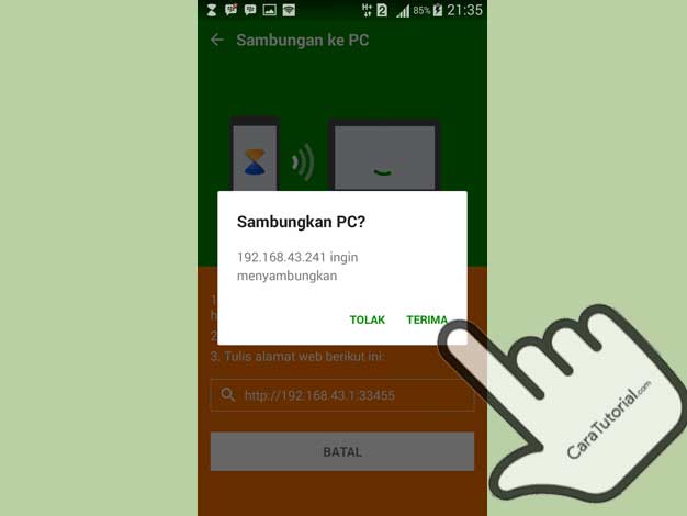 Terima sambungan di android