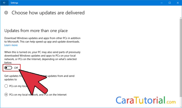 Choose how update are delivered Choose how update are delivered