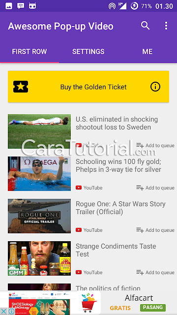 Tampilan Awesome Pop-up Video Android Tampilan Awesome Pop-up Video Android