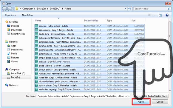 Pilih video Anda, lalu klik Open menambahkan file video pada format factory