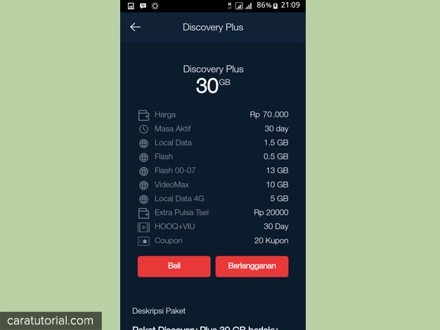 paket internet MyTelkomsel Discovery Plus 30GB Rp 70000