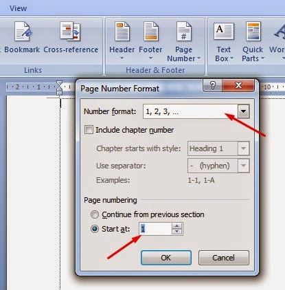 Page Number format Angka arab Page Number format Angka arab