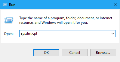 Run sysdm.cpl Run sysdm.cpl