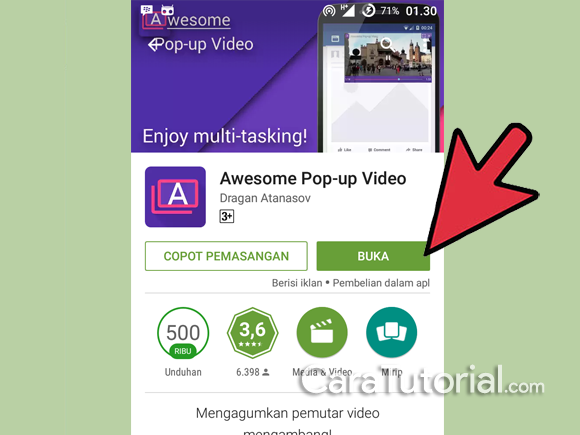 Buka aplikasi Awesome Pop-up Video Buka aplikasi Awesome Pop-up Video