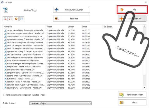 Klik OK untuk menambahkan ke Format Factory Menambahkan file video ke Format Factory