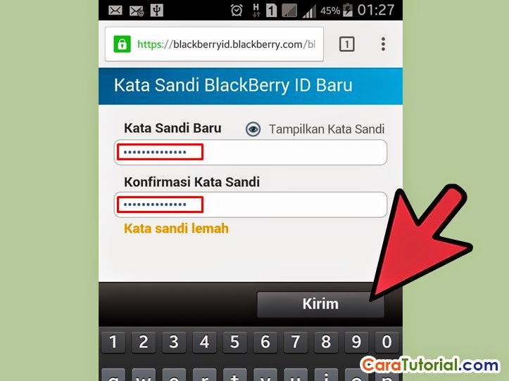 Kata sandi Blackberry ID baru