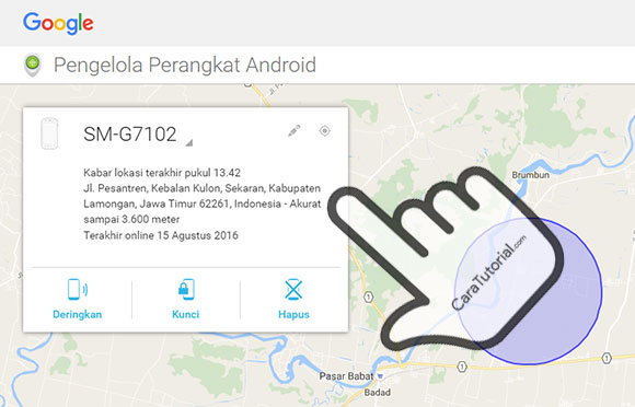 Android Device Manager telah menemukan lokasi ponsel Anda Android Device Manager telah menemukan lokasi ponsel Anda