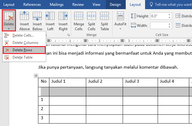Delete Rows Table Word Delete Rows Table Word