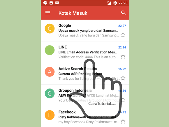 Pesan masuk Email dari LINE Pesan masuk Email dari LINE