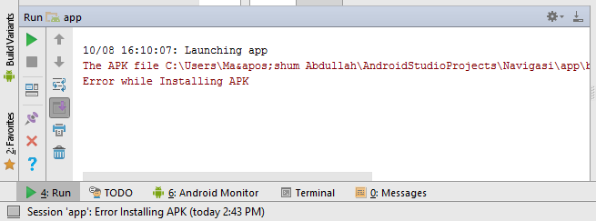 Error while Installing APK