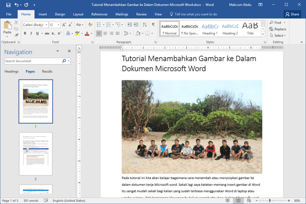 Tutorial Memasukkan Gambar ke Dalam Dokumen MS Word Tutorial Memasukkan Gambar ke Dalam Dokumen MS Word