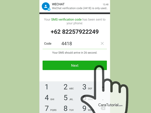 Masukkan kode verifikasi Wechat Verification Code SMS WeChat