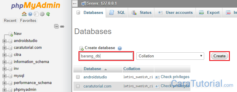 created tabel in database mysql xampp using phpmyadmin created tabel in database mysql xampp using phpmyadmin