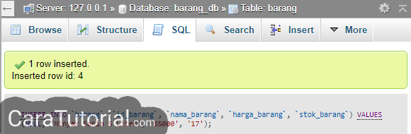 Insert data ke dalam tabel mysql phpmyadmin xampp Insert data ke dalam tabel mysql phpmyadmin xampp