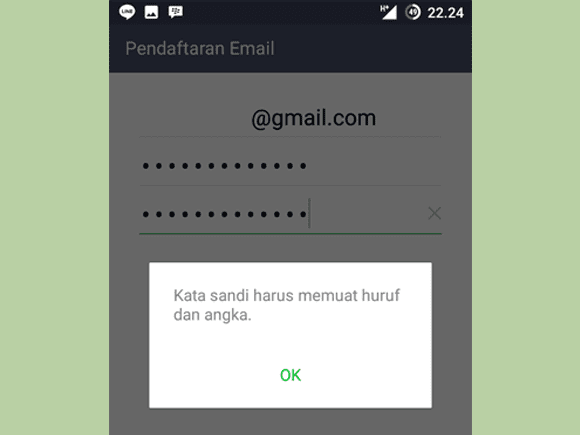 pendaftaran email LINE error pendaftaran email LINE error