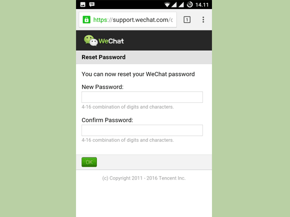 masukkan password baru wechat dan konfirmasi masukkan password baru wechat dan konfirmasi
