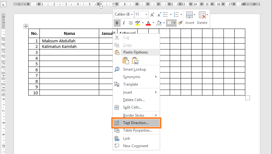 Membuat Teks / Tulisan Miring Vertikal pada Judul Kolom Tabel Microsoft Office Word Membuat Teks / Tulisan Miring Vertikal pada Judul Kolom Tabel Microsoft Office Word