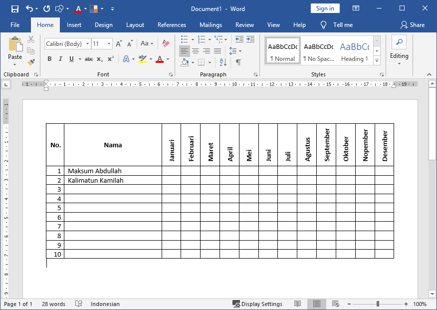 Cara Membuat Teks / Tulisan Miring Vertikal pada Judul Kolom Tabel Microsoft Office Word Cara Membuat Teks / Tulisan Miring Vertikal pada Judul Kolom Tabel Microsoft Office Word