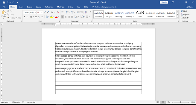 Cara Menampilkan Garis Tepi Margin (Text Boundaries) di MS Word Cara Menampilkan Garis Tepi Margin (Text Boundaries) di MS Word