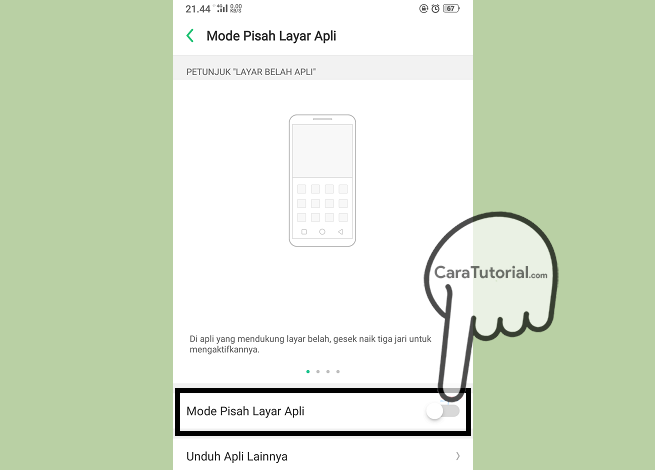mode pisah layar aplikasi oppo disable