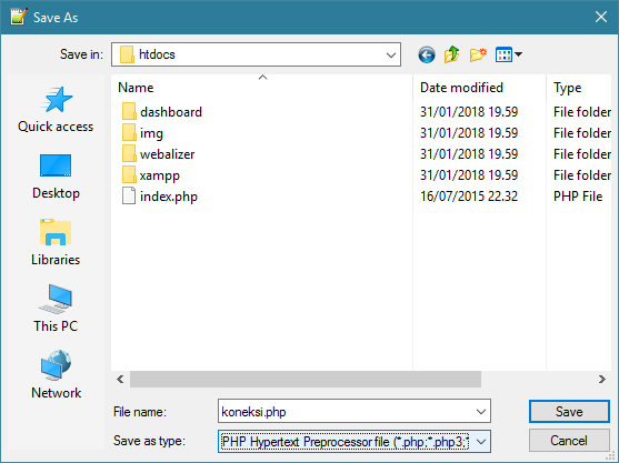simpan file koneksi php simpan file koneksi php
