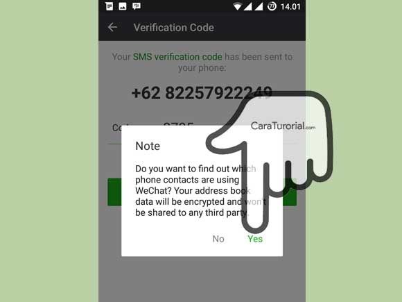Ketuk Yes Note Verification Code Wechat