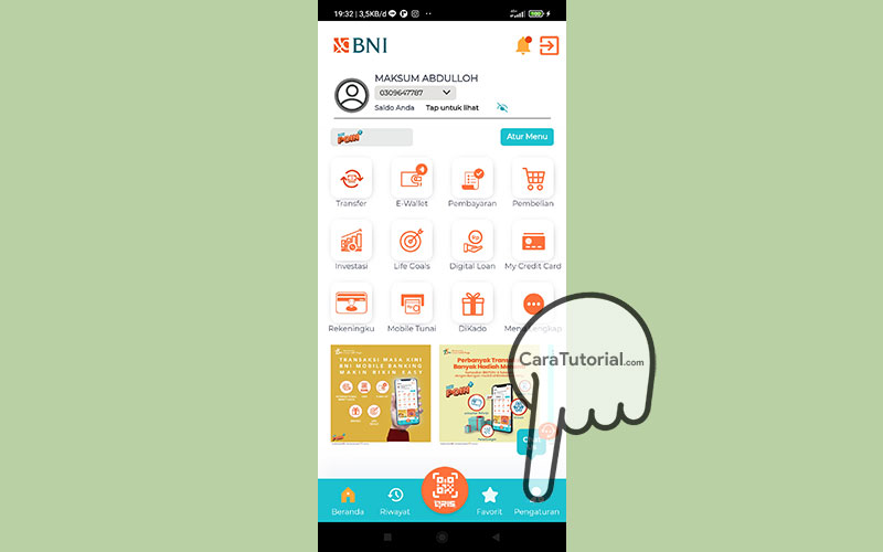 Beranda Aplikasi BNI Mobile Banking