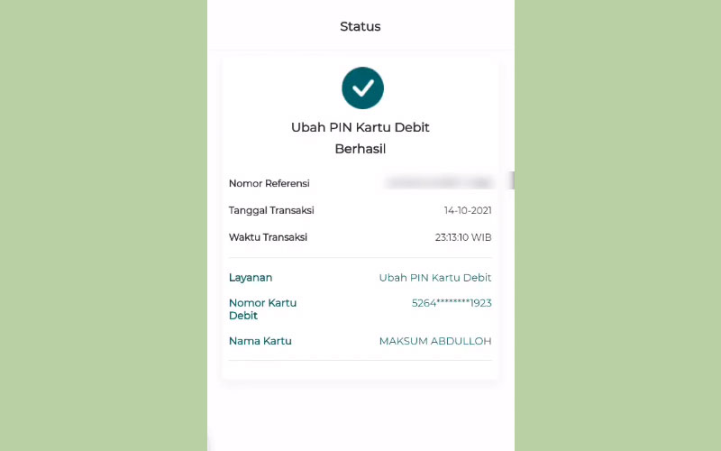 berhasil ganti pin atm kartu debit bni mobile
