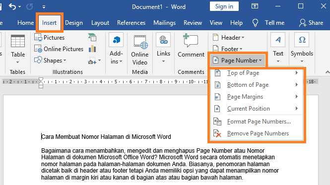 Cara Membuat Nomor Halaman di Microsoft Word Cara Membuat Nomor Halaman di Microsoft Word