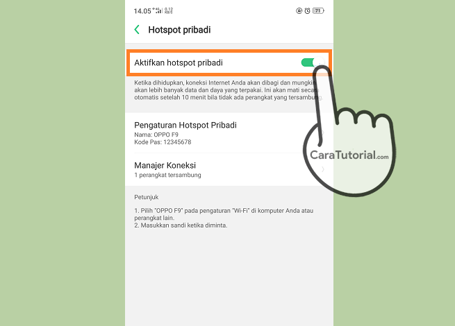 Cara Mengaktifkan Hotspot Pribadi di HP OPPO F9 Cara Mengaktifkan Hotspot Pribadi di HP OPPO F9