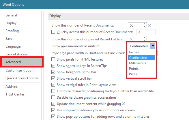 Word Options 2016 Word Options 2016