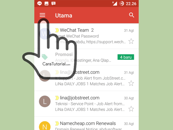 Menu pilihan Gmail Menu pilihan Gmail