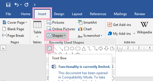 Shapes Text Box Word