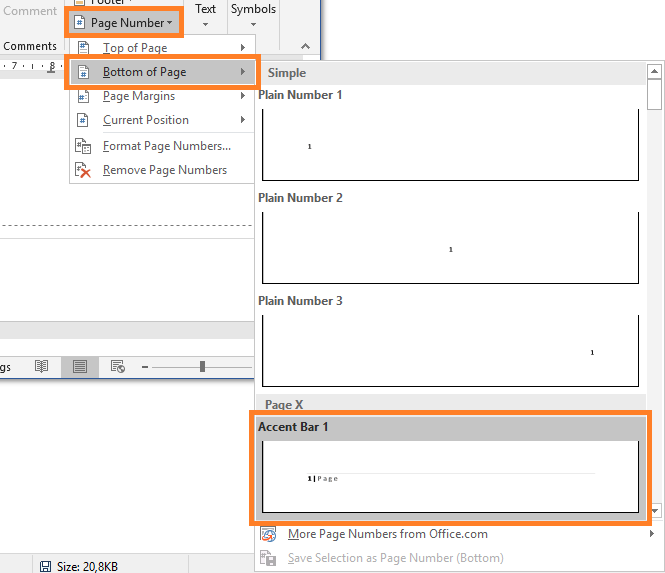 button of page numbers word button of page numbers word